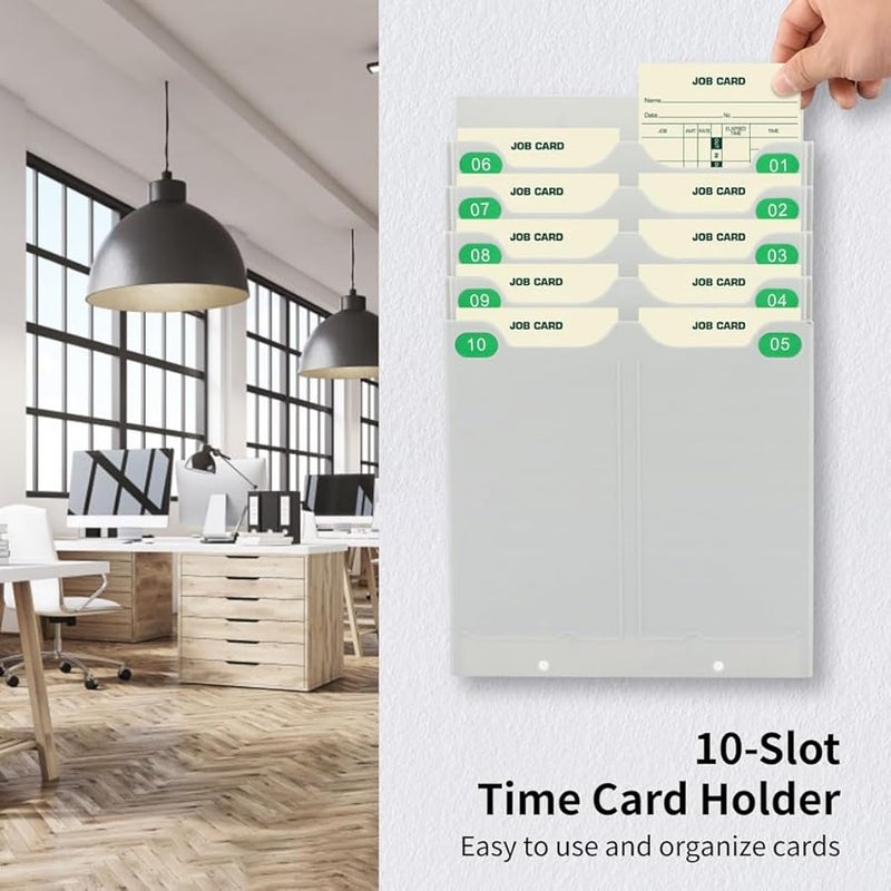10 Slot Retractable Attendance Card Rack Wall Mountable Time Card Holder with Number Labels - Image 5